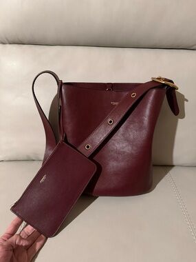 Coach Bleecker Bucket Bag in Burgundy Leather with Matching Wristlet